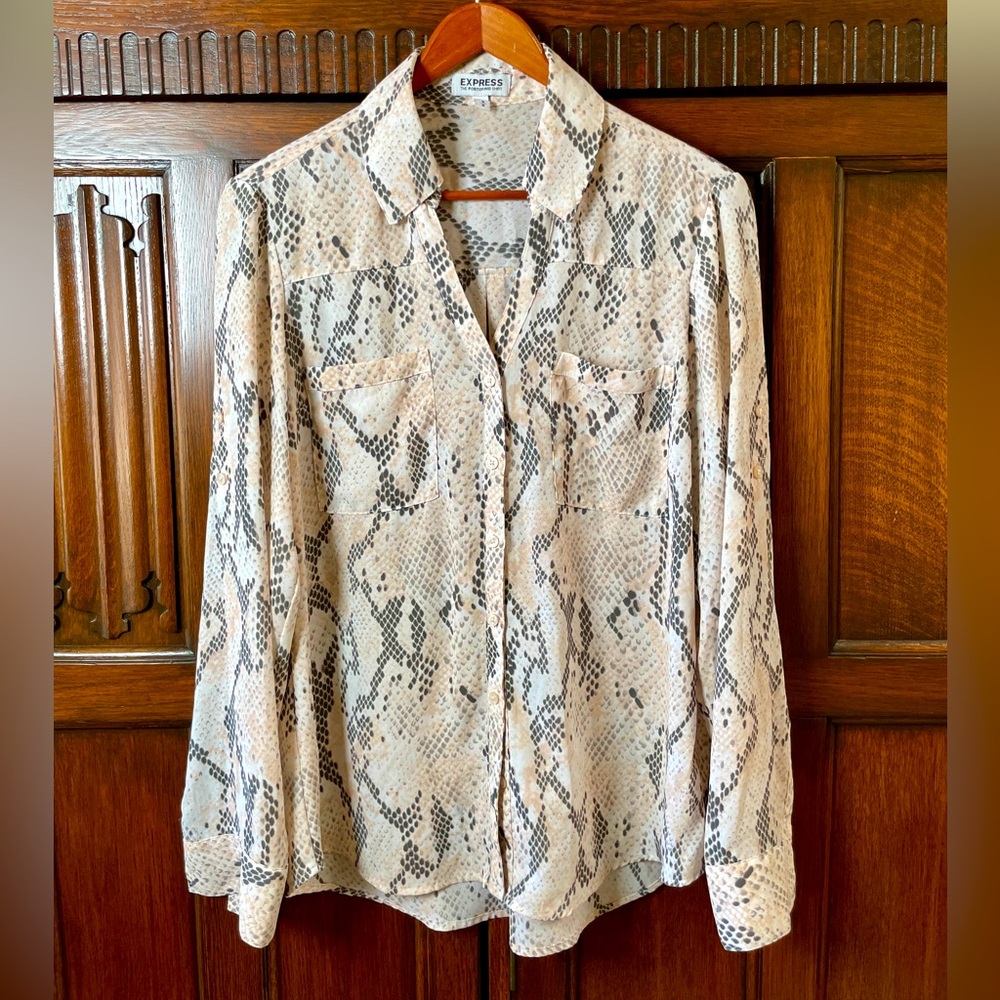 Snakeskin Print Blouse, Medium